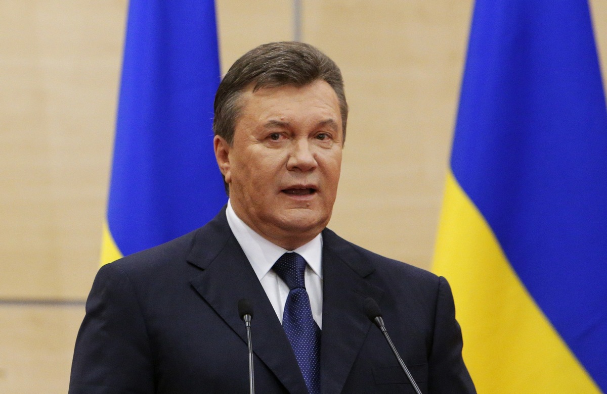 Ousted Ukrainian President Viktor Yanukovich attends a news conference in Rostov-on-Don