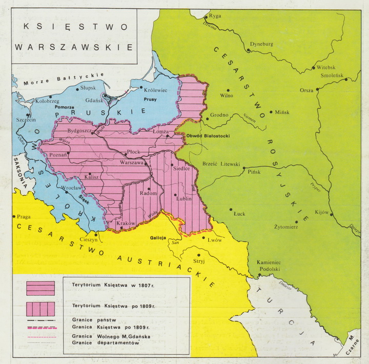 Карта герцогства Варшавського. Початок XIX століття
