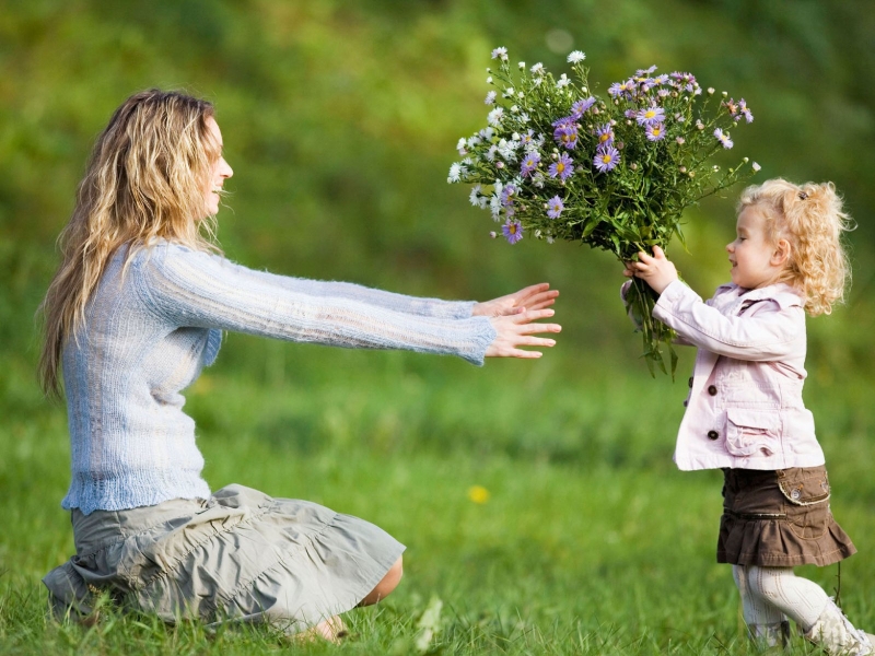 День матері, діти, мама, квіти