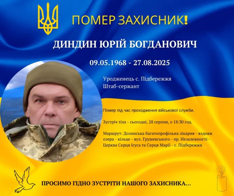 Стало відомо про загибель на війні двох захисників – Юрія Диндина з Долинської громади та Миколи Миронюка з Городенківської громади